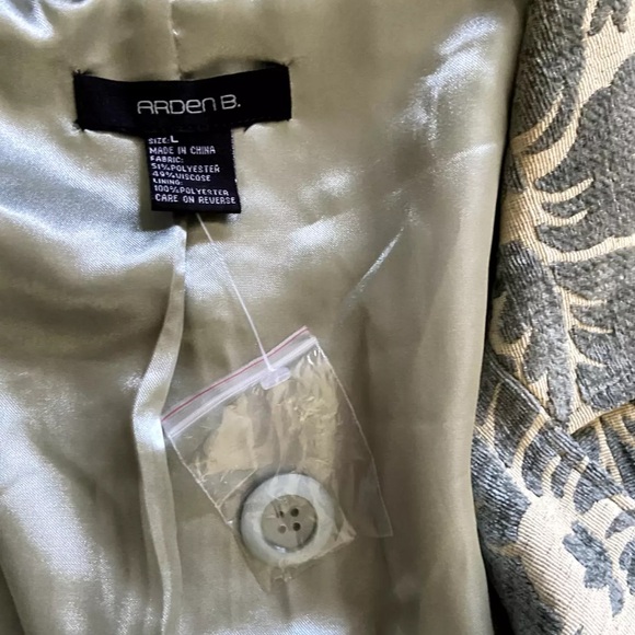 SOLD NWOT Y2K Arden B. Tapestry Pea Coat Women’s L Belted Trench Iced Blue Green - Picture 9 of 10